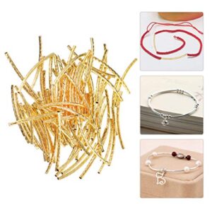 200pcs Long Curved Noodle Tube 35mm Gold Twist Spacer Beads Copper Curved Beads DIY Jewelry Making Accessories Tube Beads for Necklace Bracelet