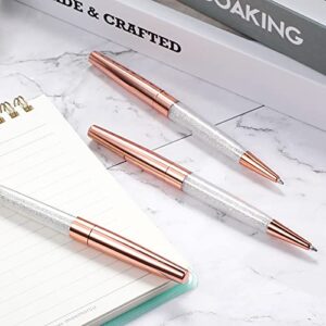 18 Pieces Crystal Diamond Pen Bling Slim Ballpoint Pen with Black Ink for School Office Supplies (Rose Gold)