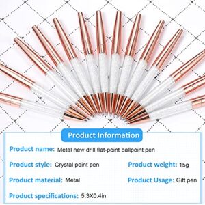 18 Pieces Crystal Diamond Pen Bling Slim Ballpoint Pen with Black Ink for School Office Supplies (Rose Gold)