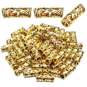 bail beads, 50pcs curved tube spacer beads antique alloy hollow tube beads slide for european charm bracelet necklace jewelry making, antique golden, 22 x 8 mm, hole: 5mm