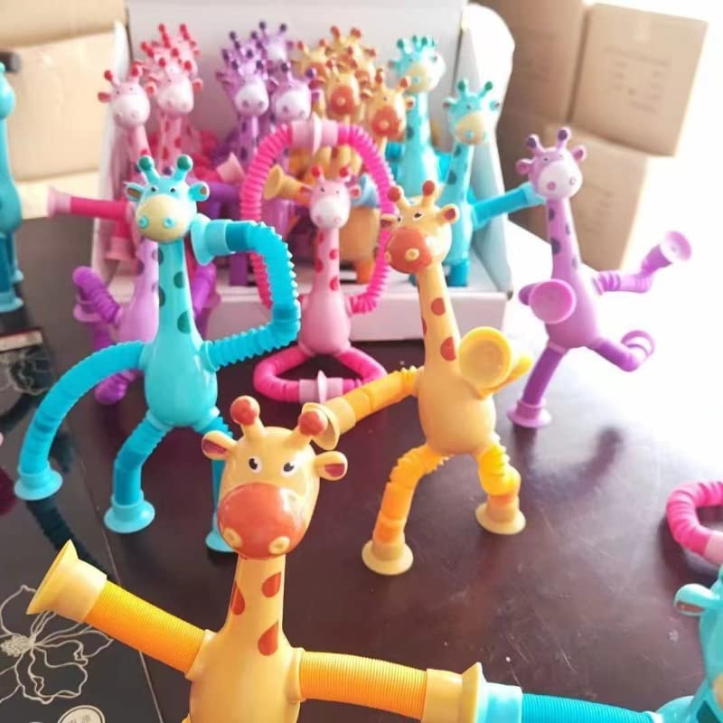 Bilukmi 2023 New 4 PCS Telescopic Suction Cup Giraffe Toy, Telescopic Suction Cup Giraffe Toy,Telescopic Suction Cup Giraffe Toy, Decompress Educational Sensory Toy