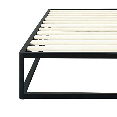 PrimaSleep 9 Inch Dura Metal Platform Bed Frame-Wooden Steel Slat Support/Underbed Storage Space, Twin, Black