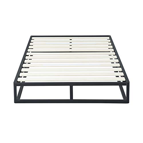 PrimaSleep 9 Inch Dura Metal Platform Bed Frame-Wooden Steel Slat Support/Underbed Storage Space, Twin, Black