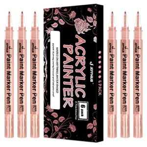 jeffniub rose gold paint pens,acrylic paint markers for rocks painting, fabric,wood,glass,ceramic,canvas,scrapbooking,card making supplies, metallic acrylic marker set