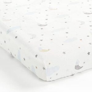 Lush Decor Goodnight Little Moon Soft & Plush Fitted Crib Sheet, 52"x 28" x 9", Blue