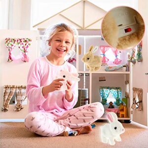 3 Pcs Electric Rabbit Toys, Educational Interactive Toy Can Walk and Talk Electric Simulation Plush Rabbit Walking and Twitch Nose Plush Animal Toy Soft Funny Interactive Toys for Toddlers Kids