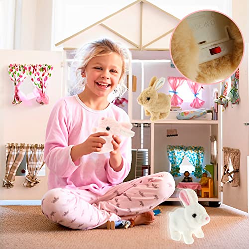 3 Pcs Electric Rabbit Toys, Educational Interactive Toy Can Walk and Talk Electric Simulation Plush Rabbit Walking and Twitch Nose Plush Animal Toy Soft Funny Interactive Toys for Toddlers Kids