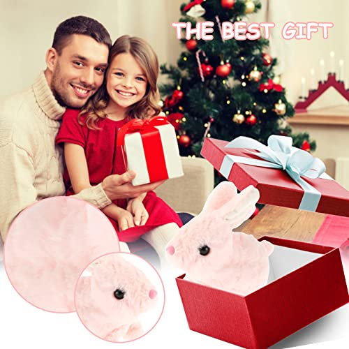 3 Pcs Electric Rabbit Toys, Educational Interactive Toy Can Walk and Talk Electric Simulation Plush Rabbit Walking and Twitch Nose Plush Animal Toy Soft Funny Interactive Toys for Toddlers Kids