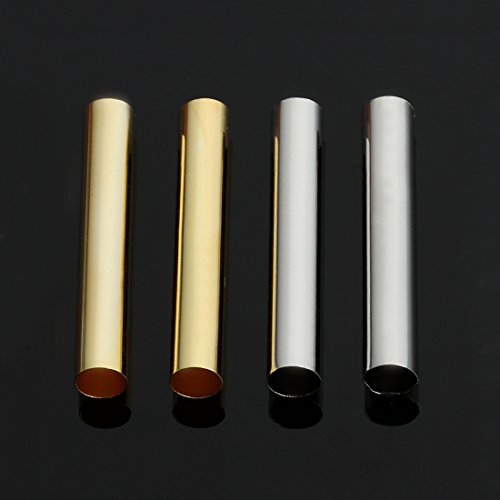 Linsoir Beads Solid Brass Straight Long Tube Spacer Beads 30X4mm Gold Finish Pack of 100 pcs