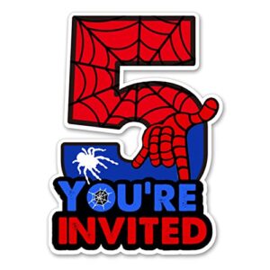 cute superhero 5th birthday party invitations glitter super hero 5 year old boy birthday shaped invites fill-in invitations with envelopes, set of 20