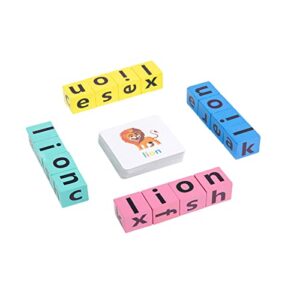 Crossword Puzzle, Matching Letter Game, Premium Wooden Alphabet Flash Cards Matching Sight Words ABC Letters, Wooden Blocks Spelling Game,Wooden Fun Spelling Words with Cards,for Ages 3-5 Kids (1 Set)