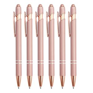 6 pack ballpoint pen 2-in-1 stylus retractable ballpoint pen with stylus tip, metal stylus pen for touch screens, 1.0 mm black ink