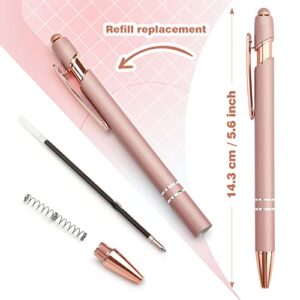 6 Pack Ballpoint Pen 2-in-1 Stylus Retractable Ballpoint Pen with Stylus tip, Metal Stylus Pen for Touch Screens, 1.0 mm Black Ink