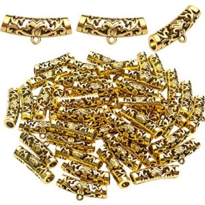 tibetan bail connector,50pcs antique golden tube bail beads alloy hanger links long hollow spacer beads with loop for bracelet necklace diy jewelry making,10x7x25mm