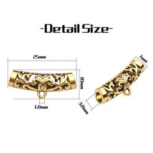 Tibetan Bail Connector,50pcs Antique Golden Tube Bail Beads Alloy Hanger Links Long Hollow Spacer Beads with Loop for Bracelet Necklace DIY Jewelry Making,10x7x25mm