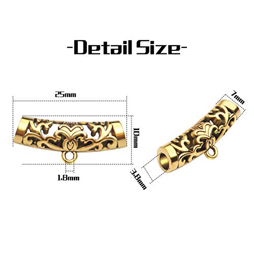 Tibetan Bail Connector,50pcs Antique Golden Tube Bail Beads Alloy Hanger Links Long Hollow Spacer Beads with Loop for Bracelet Necklace DIY Jewelry Making,10x7x25mm