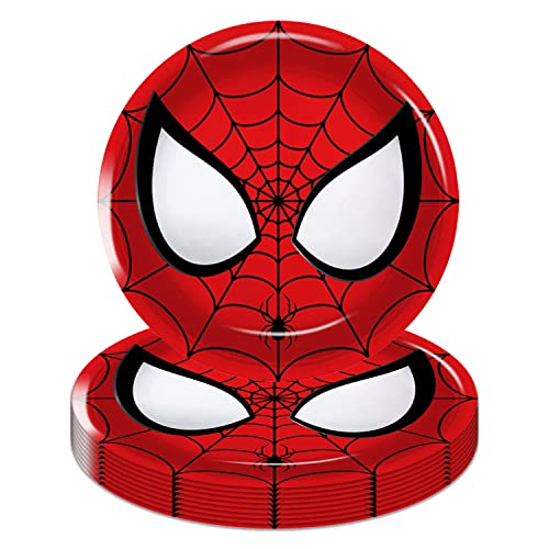 Gkszajo 32 Pcs Spider Party Plates, Disposable Paper Plate, Spider Hero Birthday Party Supplies, 7 Inches