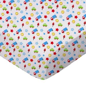 sheetworld baby fitted playard sheet fits babybjorn travel crib 24 x 42 inches, 100% cotton woven sheet, unisex boy girl, baby cars & trucks, made in usa