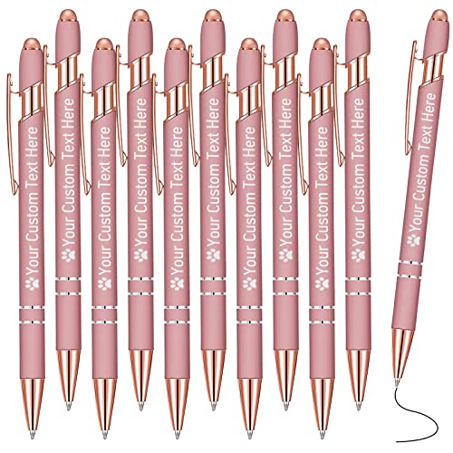 STREADVE Personalized Custom Pens with Name Engraved Logo Text Pen, Pack of 10 Customized Smooth Writing Pens Personalization Gift for Men Women Wedding Office Business Promotion, Rose Gold