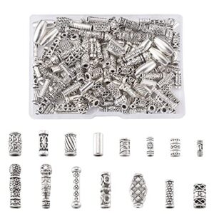 kissitty 150pcs/box 15 style antique silver tibetan spacer tube beads alloy metal charms for bracelet necklace jewelry making