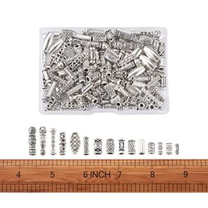 KISSITTY 150pcs/box 15 Style Antique Silver Tibetan Spacer Tube Beads Alloy Metal Charms for Bracelet Necklace Jewelry Making