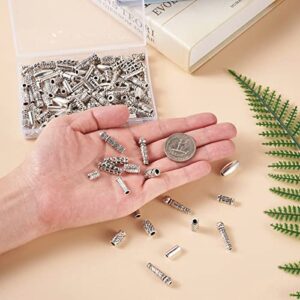 KISSITTY 150pcs/box 15 Style Antique Silver Tibetan Spacer Tube Beads Alloy Metal Charms for Bracelet Necklace Jewelry Making