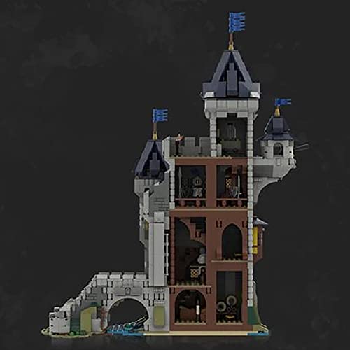 Street View Series MOC-101775 Medieval Castle MOC European Medieval Black Falcon Knight's Castle Assembled Building Blocks Educational Toy Set Compatible with L-e-g-o（3284PCS）