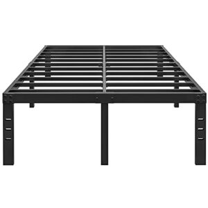 aldrich 14 inch metal king size bed frame - double black basic anti squeak steel slats platform, easy assembly heavy duty noise free bedframes, no box spring needed