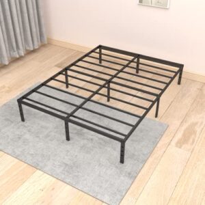 ALDRICH 14 Inch Metal King Size Bed Frame - Double Black Basic Anti Squeak Steel Slats Platform, Easy Assembly Heavy Duty Noise Free Bedframes, No Box Spring Needed