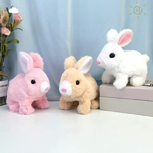 Easter Plush Bunny Toy, Electric Rabbit Toys Educational Interactive Toy Can Hopping Wiggle Ears Twitch Nose, Easter Gift for Children, Cute Bunny With Carrot Easter Plush Stuffed Bunny Toy (pink)