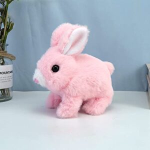 Easter Plush Bunny Toy, Electric Rabbit Toys Educational Interactive Toy Can Hopping Wiggle Ears Twitch Nose, Easter Gift for Children, Cute Bunny With Carrot Easter Plush Stuffed Bunny Toy (pink)