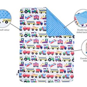 Wildkin Cotton Fitted Crib Sheet Bundle with Plush Throw Blanket (Trains, Planes & Trucks)