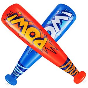 Pow Inflatable Baseball Bats - (Pack of 12) Oversized 20 Inch Inflatable Toy Bat, Carnival Prizes, Goodie Bag Favors or Superhero Birthday Party Prizes for Kids by Bedwina