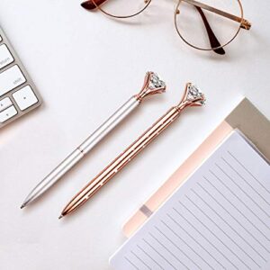 12 PCS Diamond Pen With Big Crystal Bling Metal Ballpoint Pen, Office Supplies And School, Rose Gold/White Rose Polka Dot/Silver/Rose Gold With White Polka Dots, Includes 12 Pen Refills