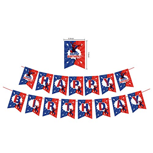 Spiderman Party Decorations Favors Birthday– Spiderman Happy Birthday Banner, Foil Latex Balloons, Cupcake Toppers, Stickers Superhero Birthday Party Supplies