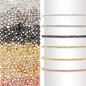ph pandahall 360pcs 3mm spacer beads 6 colors smooth beads 14k gold beads little round beads seamless ball beads long-lasting spacers for summer hawaii layered necklace bracelet jewelry making