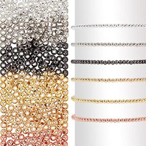 PH PandaHall 360pcs 3mm Spacer Beads 6 Colors Smooth Beads 14K Gold Beads Little Round Beads Seamless Ball Beads Long-Lasting Spacers for Summer Hawaii Layered Necklace Bracelet Jewelry Making