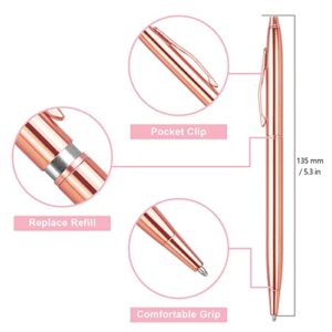 LONGKEY 3 Pack Slim Gold Ballpoint Pens Black Ink 1 mm, Great Gift for Business Office Students Teachers Wedding Christmas (Rose Gold)