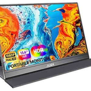 MNN Portable Monitor 15.6inch FHD 1080P Laptop Monitor USB C HDMI Gaming Ultra-Slim IPS Display w/Smart Cover & Speakers,HDR Plug&Play, External Monitor for Laptop PC Phone Mac Xbox PS5/PS4 Switch