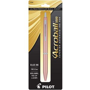 pilot acroball 1000 ultra-premium ball point pen, 0.7 mm fine point, black ink, rose gold barrel (13662)