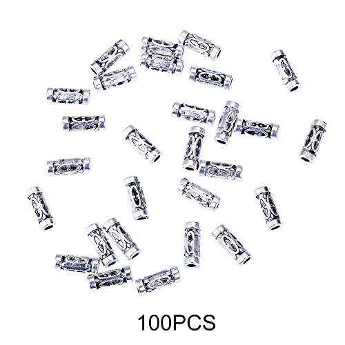 PH PandaHall 100pcs Column Spacer Beads Tibetan Tube Beads Alloy Antique Silver Metal Jewelry Spacers Loose Beads Charms for Bracelet Necklace DIY Jewelry Making, 13x5mm, Hole: 3mm