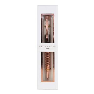 graphique rose gold floating glitter pen - 5.5" refillable black ink ballpoint pen with floating glitter & matching gift box, makes a beautiful and unique gift