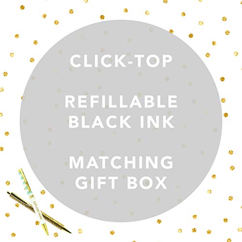 Graphique Rose Gold Floating Glitter Pen - 5.5" Refillable Black Ink Ballpoint Pen with Floating Glitter & Matching Gift Box, Makes a Beautiful and Unique Gift