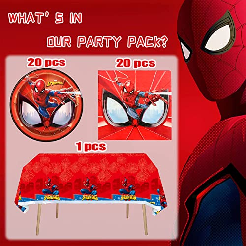 His Amazing Friends Birthday Party Decorations Spider Birthday Decorations Plates,Cups,Tablecloth,Superhero Party Decorations for 20 Guests