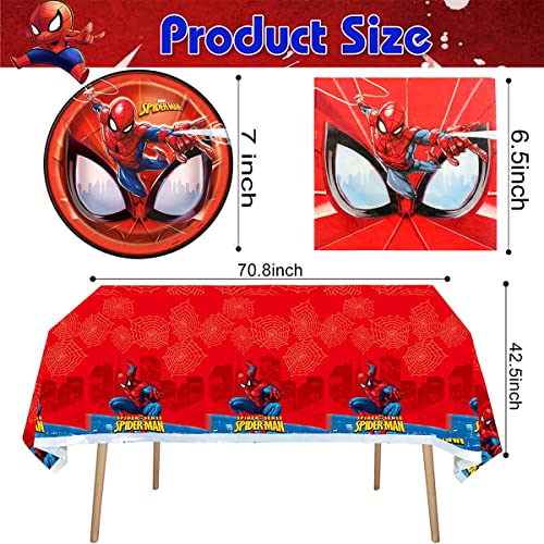 His Amazing Friends Birthday Party Decorations Spider Birthday Decorations Plates,Cups,Tablecloth,Superhero Party Decorations for 20 Guests