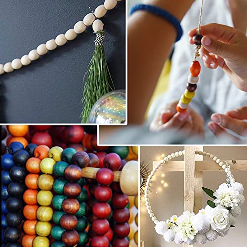 300Pcs Wooden Beads for Crafts Natural Oval Round Wooden Spacer Beads Assorted Unfinished Wood Beads Loose Beads for Home Decor Farmhouse Decoration Garland DIY Handmade Bracelet Jewelry Making