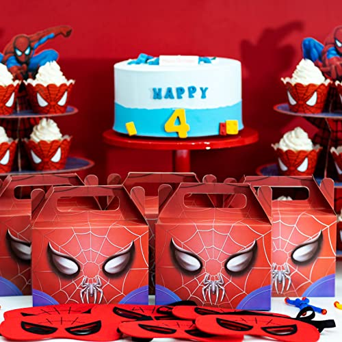 NITELUO Spider Birthday Party Supplies,10 PCS Party Favor Boxes,Cartoon Birthday Party Decorations,Birthday Party Goodie Bags for Spider Themed Party