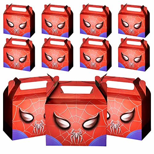 NITELUO Spider Birthday Party Supplies,10 PCS Party Favor Boxes,Cartoon Birthday Party Decorations,Birthday Party Goodie Bags for Spider Themed Party