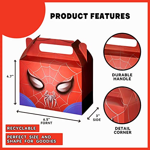 NITELUO Spider Birthday Party Supplies,10 PCS Party Favor Boxes,Cartoon Birthday Party Decorations,Birthday Party Goodie Bags for Spider Themed Party