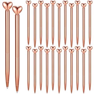 24 Pcs Heart Shaped Pens Retractable Metal Cute Heart Pens 1.0 mm Black Ink Ballpoint Decorative Pens Engagement Gifts for Women School Office Wedding Bridal Shower Valentine's Day(Rose Gold)